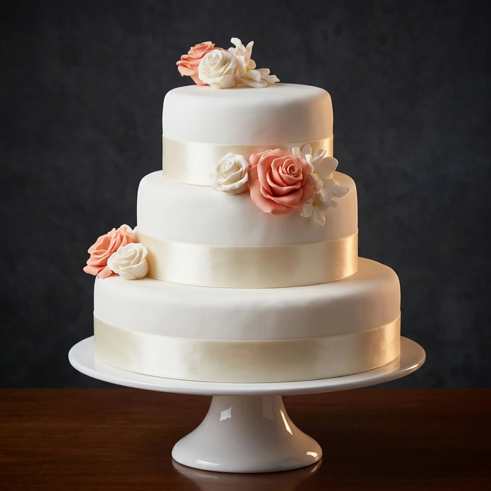Tarta Nupcial con Rosas Melocotón