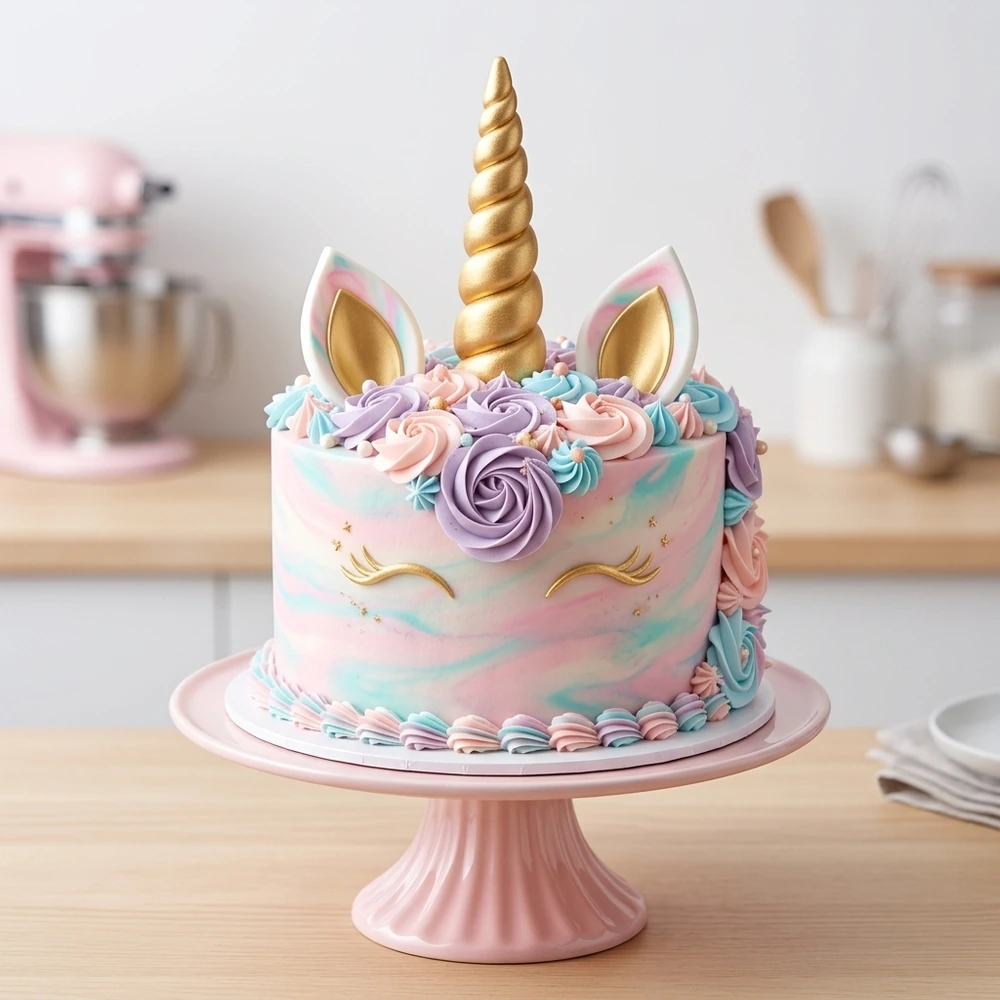 Tarta Fantasía Unicornio Dorado